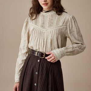 Linennaive Minna 21 Edward Linen Lace Blouse Elegant Cream Lace Blouse